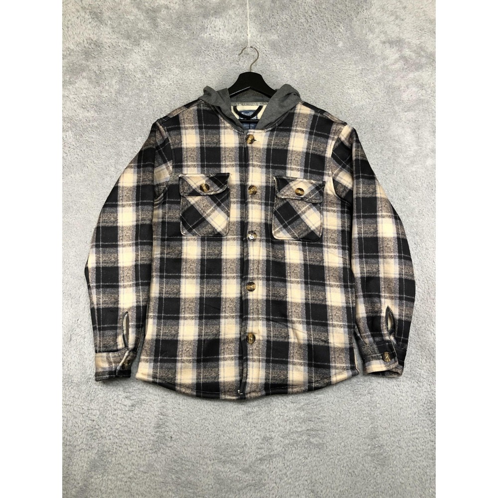 Brooklyn Best Jacket Mens S Multicolor NWT Flannel Sherpa Lined Fleece Hooded